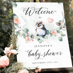Penguin Baby shower Welkomstteken Poster