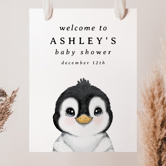 Penguin Baby shower Welkomstteken Poster