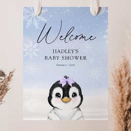 Penguin Baby shower Welkomstteken Poster
