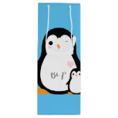 Penguin Baby shower Wijn Cadeautas (Voorkant)