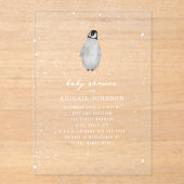 Penguin Baby shower wintersneeuwneutraal Acryl Uitnodigingen (Voorkant)