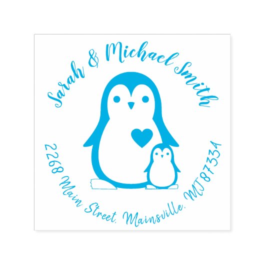 Penguin Baby shower Zelfinktende Stempel (Design)