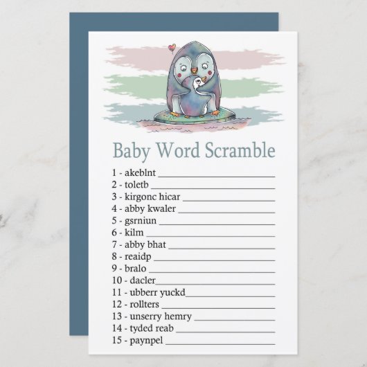 Penguin Baby word scramble game (Voorkant / Achterkant)