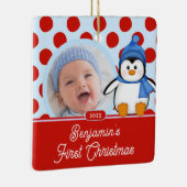 Penguin Baby's Eerste kerstfoto Ornament (Rechts)