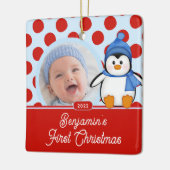 Penguin Baby's Eerste kerstfoto Ornament (Links)