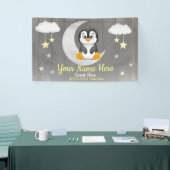 Penguin Backdrop Moon Stars Yellow Name Banner (Beurs)