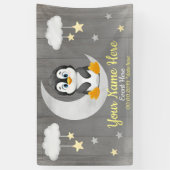 Penguin Backdrop Moon Stars Yellow Name Banner (Verticaal)