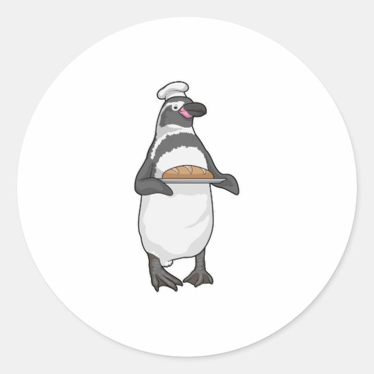 Penguin Baker Bread Ronde Sticker (Voorkant)