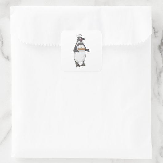 Penguin Baker Bread Vierkante Sticker (Tas)
