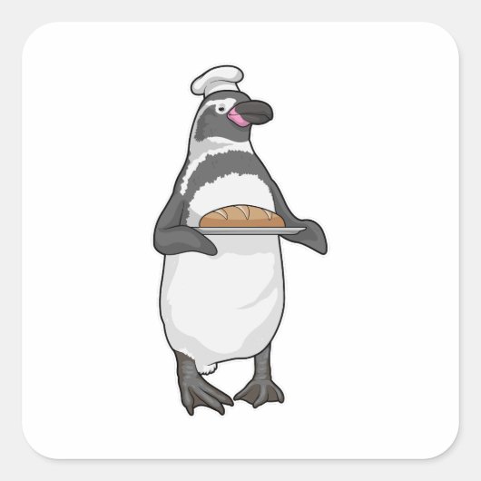 Penguin Baker Bread Vierkante Sticker (Voorkant)