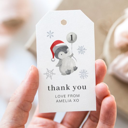 Penguin ballon 1e verjaardag - Dank u Cadeaulabel