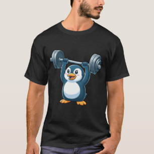 Penguin barbell workout fitness bodybuilder gym t-shirt