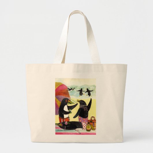 Penguin Beach Bag Grote Tote Bag (Voorkant)