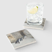 Penguin Beach House Stenen Onderzetter (Zijkant)