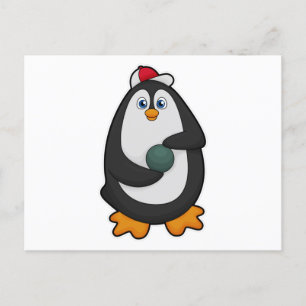 Penguin bij Bowling met Bowling-bal Briefkaart