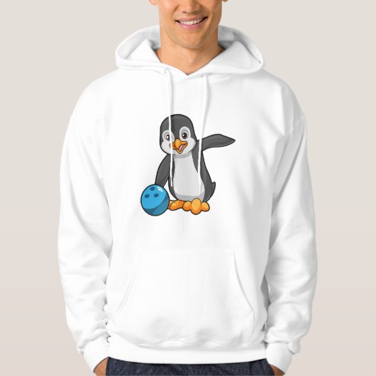 Penguin bij Bowling met Bowling-bal Hoodie (Voorkant)