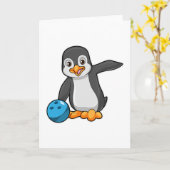Penguin bij Bowling met Bowling-bal Kaart (Gele Bloem)