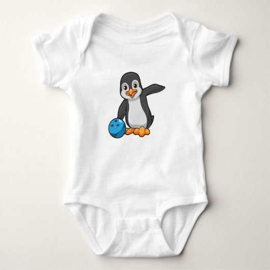 Penguin bij Bowling met Bowling-bal Romper (Voorkant)