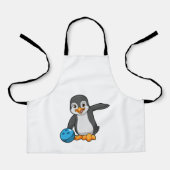 Penguin bij Bowling met Bowling-bal Schort (Voorkant)