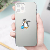 Penguin bij Bowling met Bowling-bal Sticker (Telefoon)
