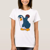 Penguin bij Bowling met Bowling-bal T-shirt (Voorkant)