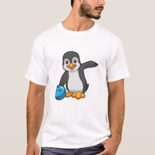 Penguin bij Bowling met Bowling-bal T-shirt