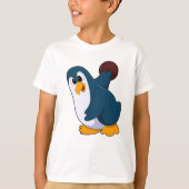Penguin bij Bowling met Bowling-bal T-shirt (Voorkant)