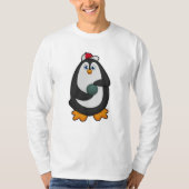 Penguin bij Bowling met Bowling-bal T-shirt (Voorkant)