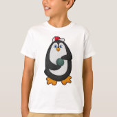 Penguin bij Bowling met Bowling-bal T-shirt (Voorkant)