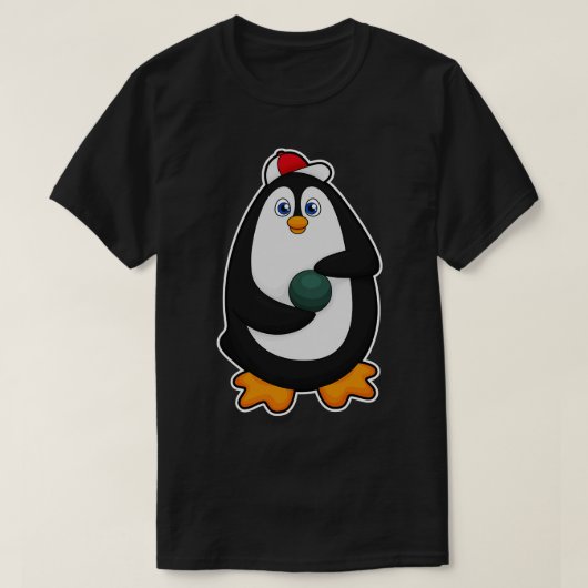 Penguin bij Bowling met Bowling-bal T-shirt (Design voorkant)