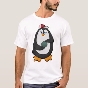 Penguin bij Bowling met Bowling-bal T-shirt
