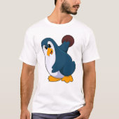 Penguin bij Bowling met Bowling-bal T-shirt (Voorkant)