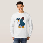 Penguin bij Bowling met Bowling-bal T-shirt (Voorkant volledig)