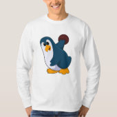 Penguin bij Bowling met Bowling-bal T-shirt (Voorkant)