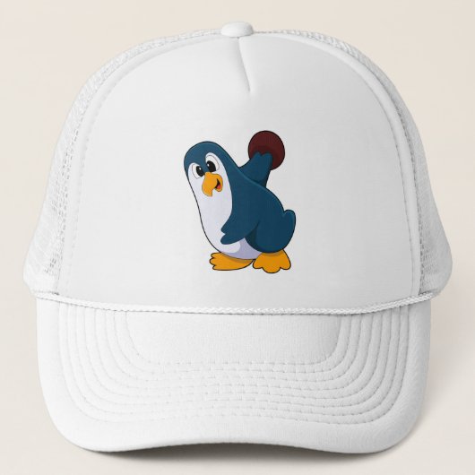 Penguin bij Bowling met Bowling-bal Trucker Pet (Voorkant)