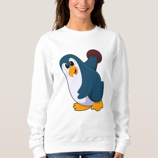 Penguin bij Bowling met Bowling-bal Trui (Voorkant)