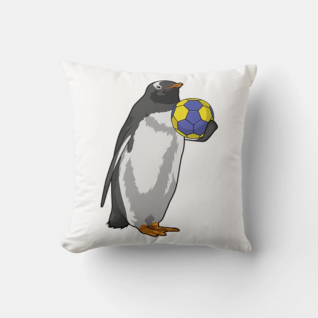Penguin bij Handball Sports Kussen (Voorkant)