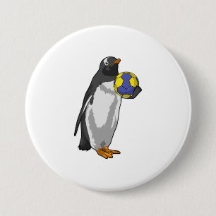 Penguin bij Handball Sports Ronde Button 7,6 Cm