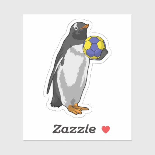 Penguin bij Handball Sports Sticker (Vel)