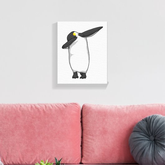 Penguin bij Hip Hop Dance Dab Canvas Afdruk (Insitu (Woonkamer))