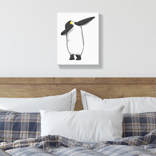 Penguin bij Hip Hop Dance Dab Canvas Afdruk (Insitu (Slaapkamer))