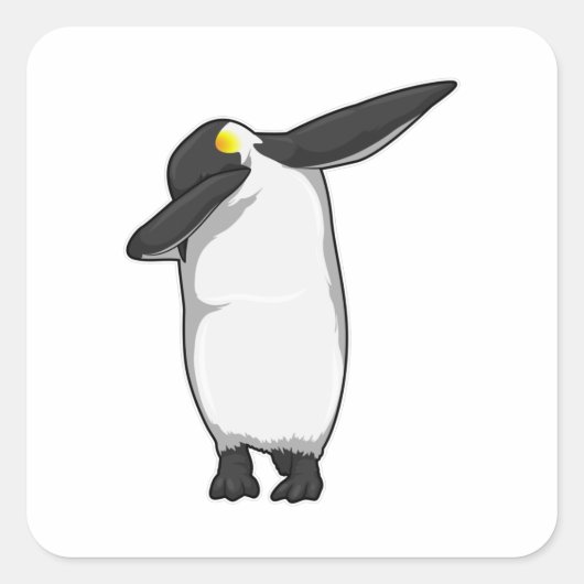 Penguin bij Hip Hop Dance Dab Vierkante Sticker (Voorkant)