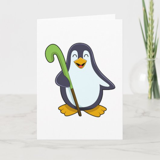 Penguin bij Hockey met Hockey bat Kaart (Voorkant)