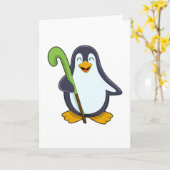 Penguin bij Hockey met Hockey bat Kaart (Gele Bloem)
