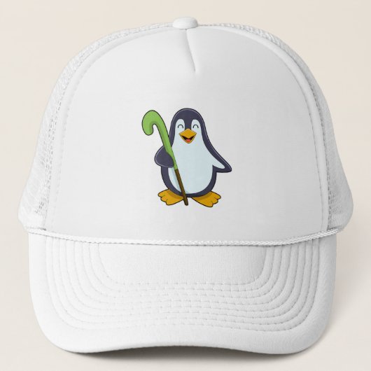 Penguin bij Hockey met Hockey bat Trucker Pet (Voorkant)