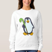 Penguin bij Hockey met Hockey bat Trui (Voorkant)