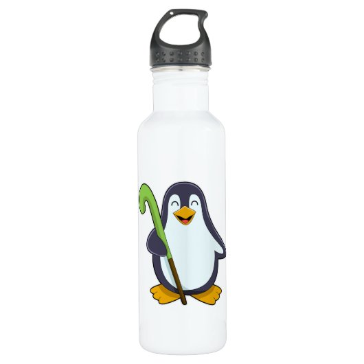Penguin bij Hockey met Hockey bat Waterfles (Voorkant)