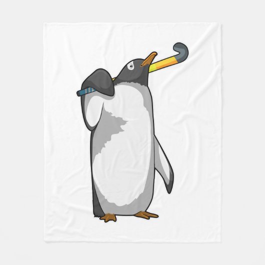 Penguin bij Hockey met Hockey stick Fleece Deken (Voorkant)