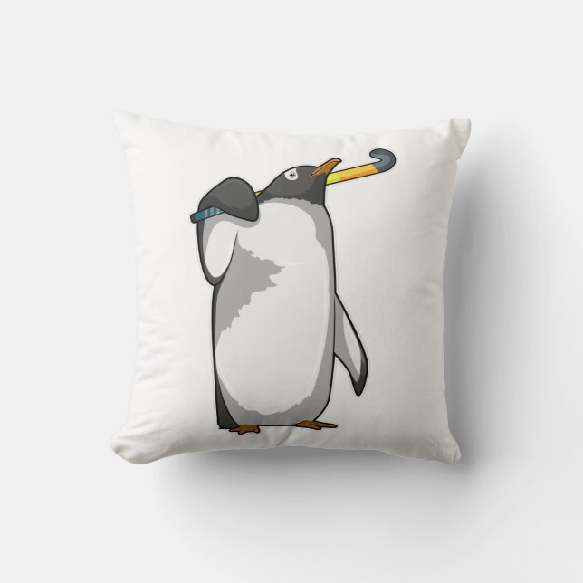 Penguin bij Hockey met Hockey stick Kussen (Voorkant)