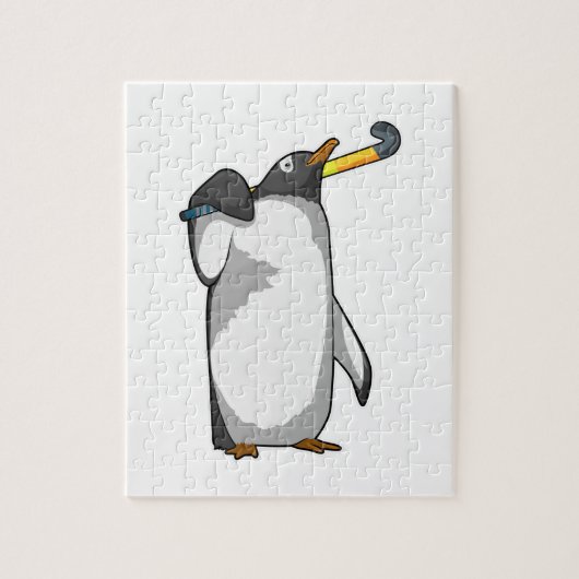 Penguin bij Hockey met Hockey stick Legpuzzel (Verticaal)